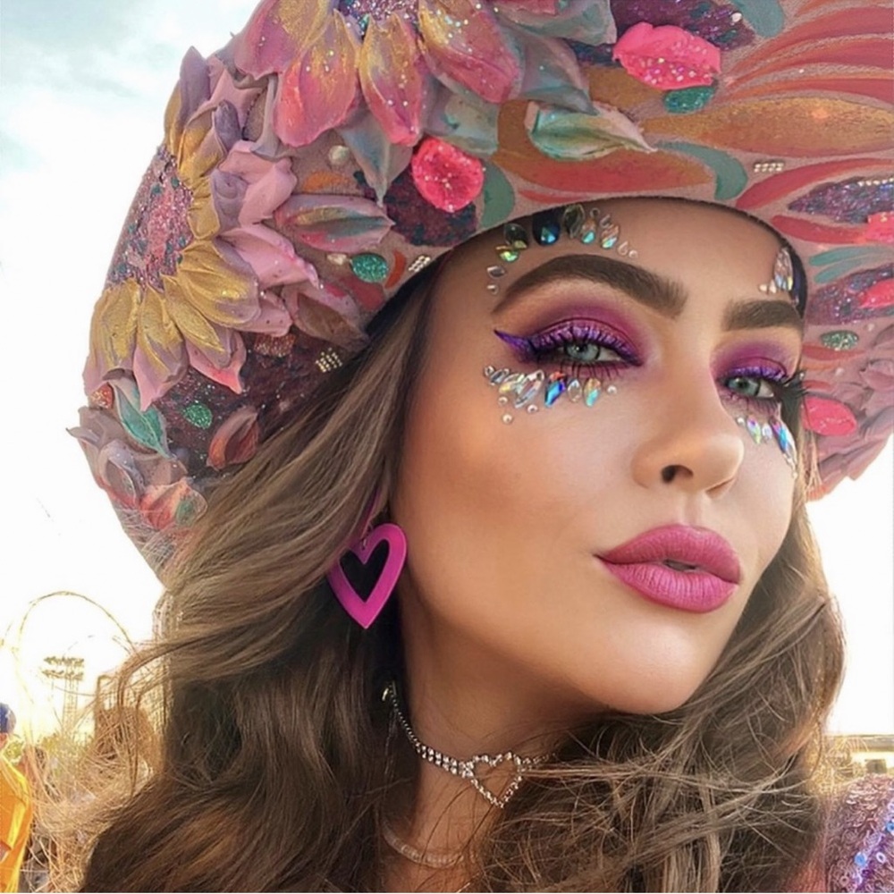 Colorful Floral Hat with Pink Accents